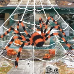 Halloween Spider Decoration Halloween Hairy Spider with Eyes Realistic White Spider Props for Haunted Houses Gardens