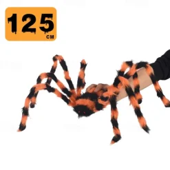 Halloween Spider Decoration Halloween Hairy Spider with Eyes Realistic White Spider Props for Haunted Houses Gardens