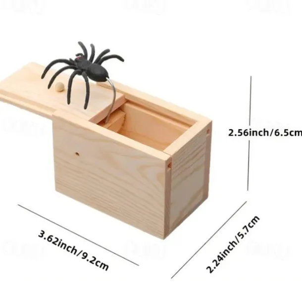Halloween Spider Scare Prank Box Gift Spider in a Box Gag Gift, Hilarious Wooden Scare Box,Handmade Fun Joke Scarebox Toy