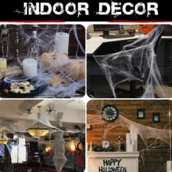 Halloween Spider Webs Decorations with Extra Fake Spiders, Super Stretchy Cobwebs for Halloween decor Indoor and Outdoor