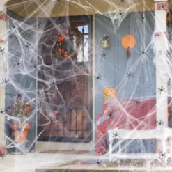 Halloween Spider Webs 2*3M with 40 Extra Fake Spiders, Super Stretchy Cobwebs for Halloween decor Indoor and Outdoor