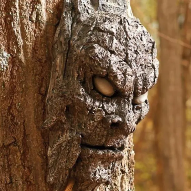 Halloween Stand Alone Bark Face Tree Monster Facial Makeup Facial Features Decorations Easter Creative Props
