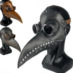 Halloween Steampunk Plague Doctor Bird Beak Mask,Long Nose Bird Beak Crow Mask,Cosplay Steam Costume Props Accessories