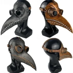 Halloween Steampunk Plague Doctor Bird Beak Mask,Long Nose Bird Beak Crow Mask,Cosplay Steam Costume Props Accessories