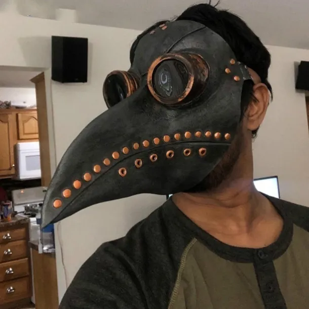Halloween Steampunk Plague Doctor Bird Beak Mask,Long Nose Bird Beak Crow Mask,Cosplay Steam Costume Props Accessories