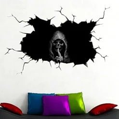 Halloween Sticker Scary Horror Skeleton Head Adhesive Motorcycle Sticker Car Decal Disposable Luggage Adhesive