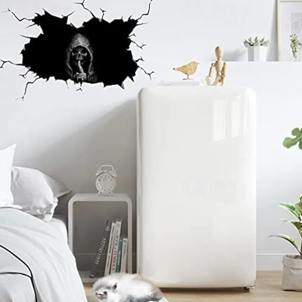 Halloween Sticker Scary Horror Skeleton Head Adhesive Motorcycle Sticker Car Decal Disposable Luggage Adhesive