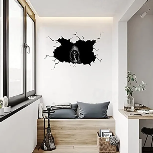 Halloween Sticker Scary Horror Skeleton Head Adhesive Motorcycle Sticker Car Decal Disposable Luggage Adhesive