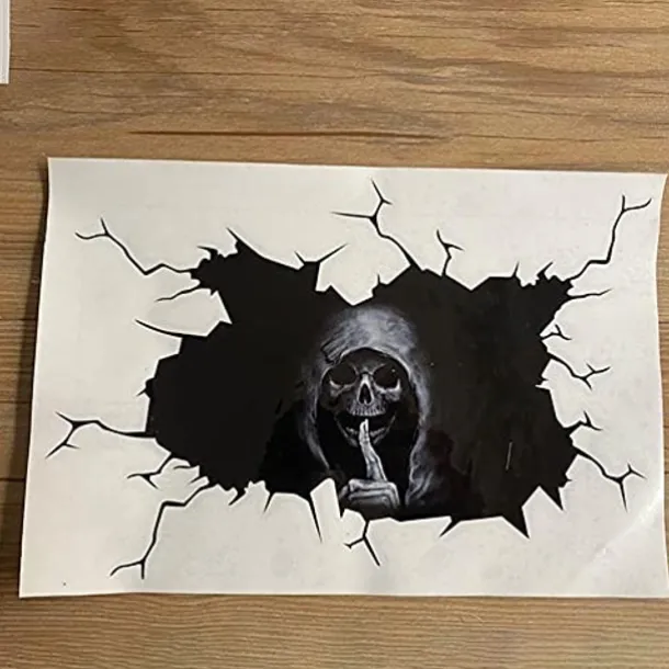 Halloween Sticker Scary Horror Skeleton Head Adhesive Motorcycle Sticker Car Decal Disposable Luggage Adhesive