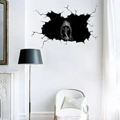 Halloween Sticker Scary Horror Skeleton Head Adhesive Motorcycle Sticker Car Decal Disposable Luggage Adhesive