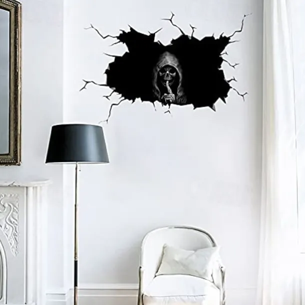 Halloween Sticker Scary Horror Skeleton Head Adhesive Motorcycle Sticker Car Decal Disposable Luggage Adhesive