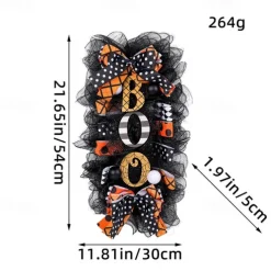 Halloween Swag Wreath for Front Door BOO Pumpkin Hanging Decoration, Scary Halloween Door Sign Garland for Porch Yard Wall Indoor Outdoor Decor