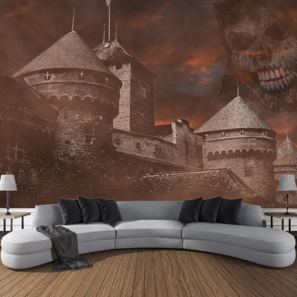 Halloween Tapestry Art Decoration Blanket Curtains Hanging Home Bedroom Living Room Decoration Pumpkin Ghost Skull Ghost House Eerie And Terrifying Halloween Decorations