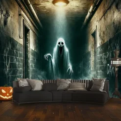 Halloween Tapestry Banners Wall Hangings Skeleton Ghost Dark Punk Gothic Style Party Dorm Shooting Backgrounds Decorations Wall Door Background