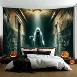 Halloween Tapestry Banners Wall Hangings Skeleton Ghost Dark Punk Gothic Style Party Dorm Shooting Backgrounds Decorations Wall Door Background
