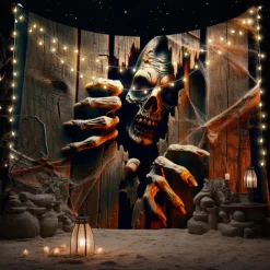 Halloween Tapestry Banners Wall Hangings Skeleton 3D Dark Punk Gothic Style Party Dorm Shooting Backgrounds Decorations Wall Door Background