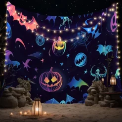 Halloween Tapestry Banners Wall Hangings Skeleton Colorful Fantasy Party Dorm Shooting Backgrounds Decorations Wall Door Background