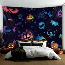 Halloween Tapestry Banners Wall Hangings Skeleton Colorful Fantasy Party Dorm Shooting Backgrounds Decorations Wall Door Background