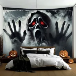 Halloween Tapestry Banners Wall Hangings Grim Reaper 3D Dark Punk Gothic Style Party Dorm Shooting Backgrounds Decorations Wall Door Background