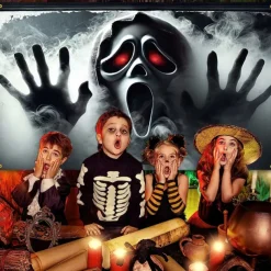 Halloween Tapestry Banners Wall Hangings Grim Reaper 3D Dark Punk Gothic Style Party Dorm Shooting Backgrounds Decorations Wall Door Background