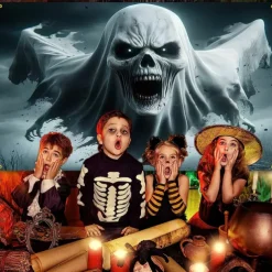 Halloween Tapestry Banners Wall Hangings Grim Reaper 3D Dark Punk Gothic Style Party Dorm Shooting Backgrounds Decorations Wall Door Background