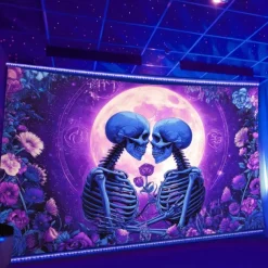 Halloween Tapestry Banners Blanket Skeleton Dark Punk Gothic Style Party Dorm Shooting Backgrounds Decorations Wall Door Background