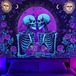 Halloween Tapestry Banners Blanket Skeleton Dark Punk Gothic Style Party Dorm Shooting Backgrounds Decorations Wall Door Background