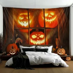 Halloween Tapestry Banners Wall Hangings Pumpkin 3D Dark Punk Gothic Style Party Dorm Shooting Backgrounds Decorations Wall Door Background