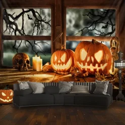 Halloween Tapestry Banners Wall Hangings Pumpkin 3D Dark Punk Gothic Style Party Dorm Shooting Backgrounds Decorations Wall Door Background