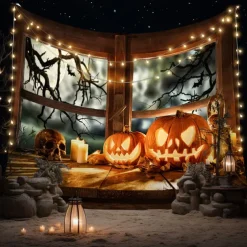 Halloween Tapestry Banners Wall Hangings Pumpkin 3D Dark Punk Gothic Style Party Dorm Shooting Backgrounds Decorations Wall Door Background