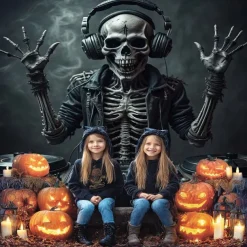 Halloween Tapestry Banners Wall Hangings Skeleton 3D Dark Punk Gothic Style Party Dorm Shooting Backgrounds Decorations Wall Door Background