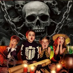 Halloween Tapestry Banners Wall Hangings Skeleton 3D Dark Punk Gothic Style Party Dorm Shooting Backgrounds Decorations Wall Door Background