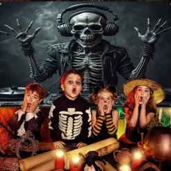 Halloween Tapestry Banners Wall Hangings Skeleton 3D Dark Punk Gothic Style Party Dorm Shooting Backgrounds Decorations Wall Door Background