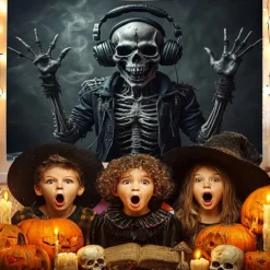 Halloween Tapestry Banners Wall Hangings Skeleton 3D Dark Punk Gothic Style Party Dorm Shooting Backgrounds Decorations Wall Door Background