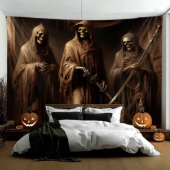 Halloween Tapestry Banners Wall Hangings Skeleton 3D Dark Punk Gothic Style Party Dorm Shooting Backgrounds Decorations Wall Door Background