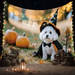Halloween Tapestry Banners Blanket Pumpkin Dog Cute Party Dorm Shooting Backgrounds Decorations Wall Door Background