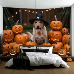 Halloween Tapestry Banners Blanket Pumpkin Dog 3D Dark Punk Gothic Style Party Dorm Shooting Backgrounds Decorations Wall Door Background