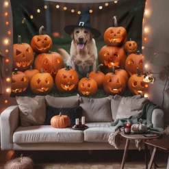 Halloween Tapestry Banners Blanket Pumpkin Dog 3D Dark Punk Gothic Style Party Dorm Shooting Backgrounds Decorations Wall Door Background