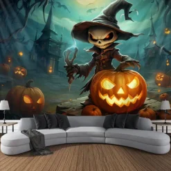 Halloween Tapestry Banners Blanket Pumpkin Scarecrow Fantasy Dark Punk Gothic Style Party Dorm Shooting Backgrounds Decorations Wall Door Background