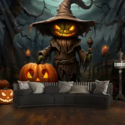 Halloween Tapestry Banners Blanket Pumpkin Scarecrow Fantasy Dark Punk Gothic Style Party Dorm Shooting Backgrounds Decorations Wall Door Background
