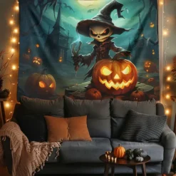 Halloween Tapestry Banners Blanket Pumpkin Scarecrow Fantasy Dark Punk Gothic Style Party Dorm Shooting Backgrounds Decorations Wall Door Background