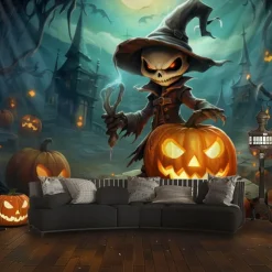 Halloween Tapestry Banners Blanket Pumpkin Scarecrow Fantasy Dark Punk Gothic Style Party Dorm Shooting Backgrounds Decorations Wall Door Background