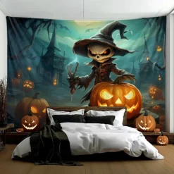 Halloween Tapestry Banners Blanket Pumpkin Scarecrow Fantasy Dark Punk Gothic Style Party Dorm Shooting Backgrounds Decorations Wall Door Background