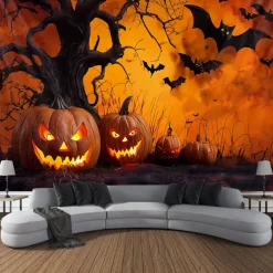 Halloween Tapestry Banners Wall Hangings Pumpkin Dark Punk Gothic Style Party Dorm Shooting Backgrounds Decorations Wall Door Background