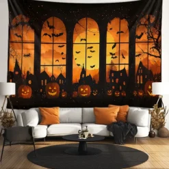 Halloween Tapestry Banners Wall Hangings Pumpkin Dark Punk Gothic Style Party Dorm Shooting Backgrounds Decorations Wall Door Background