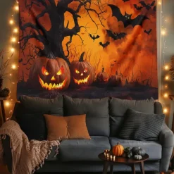 Halloween Tapestry Banners Wall Hangings Pumpkin Dark Punk Gothic Style Party Dorm Shooting Backgrounds Decorations Wall Door Background