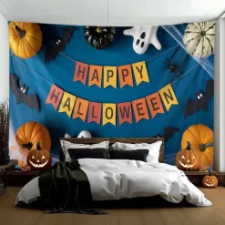 Halloween Tapestry Banners Blanket Skeleton Dark Punk Gothic Style Party Dorm Shooting Backgrounds Decorations Wall Door Background
