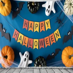 Halloween Tapestry Banners Blanket Skeleton Dark Punk Gothic Style Party Dorm Shooting Backgrounds Decorations Wall Door Background