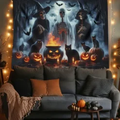 Halloween Tapestry Banners Wall Hangings Skeleton Dark Punk Gothic Style Party Dorm Shooting Backgrounds Decorations Wall Door Background