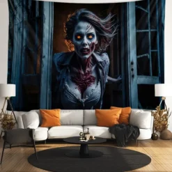 Halloween Tapestry Banners Wall Hangings Ghost Bride 3D Dark Punk Gothic Style Party Dorm Shooting Backgrounds Decorations Wall Door Background